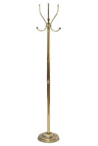 Vintage Hall Coat and Hat Stand in Polished Brass and Metal