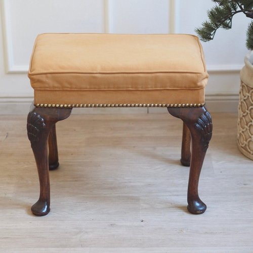 Antique Vanity Stool with Velvet Upholstery, 1920s for sale at Pamono