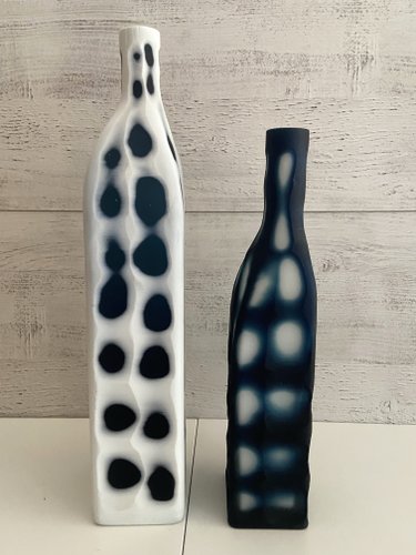 Glass and Ceramic Soliflore Vases or Bottles from Kare Design, 1990s, Set of 2