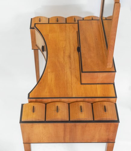 Bespoke Art Deco Revival London Plane & Ebony Dressing Table from ...