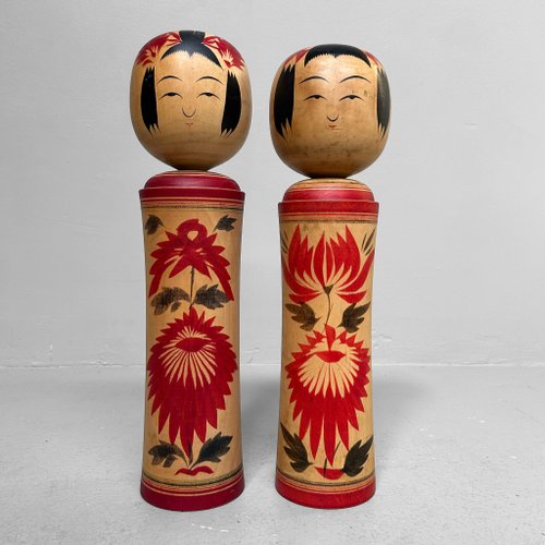Large Naruko School Kokeshi from Okazaki, 1960s, Set of 2 for sale