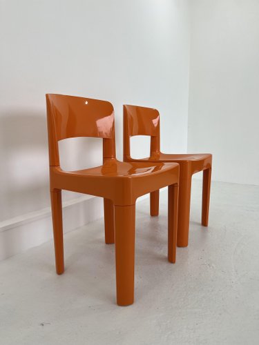 Sedie vintage in plastica arancione di Allibert, Francia, anni '70