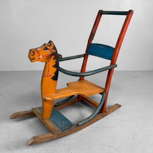 Decorative Japanese Wooden Rocking Horse, 1940 for sale at Pamono