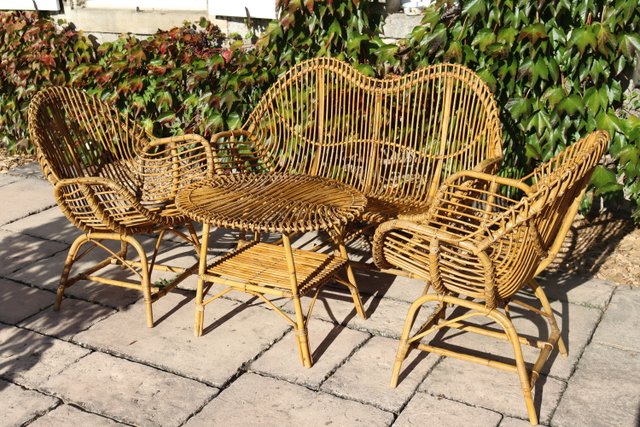 Rattan and Bamboo Garden Furniture attributed to Franco Albini