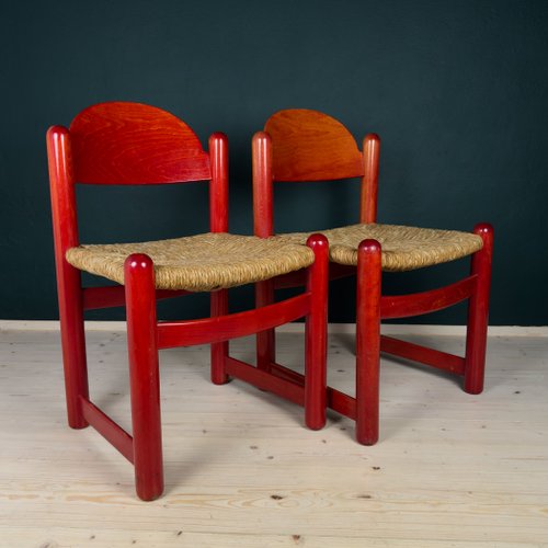 Red Padova Chairs from Hank Lowenstein, Italy, 1970s, Set of 2 for