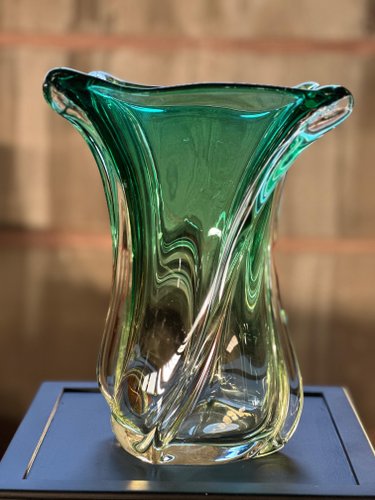 Handblown Crystal Wave Vase from Val Saint Lambert, 1960s for sale