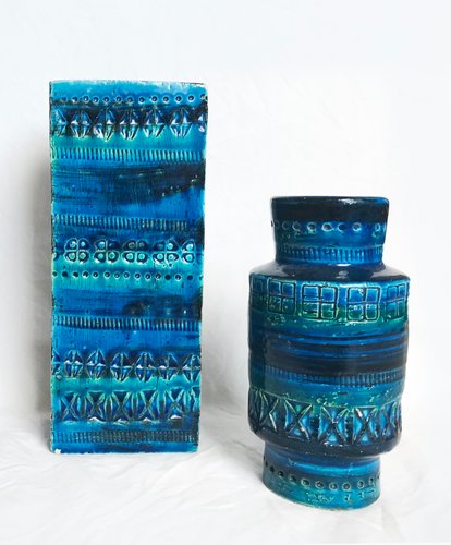 Rimini Blue Vase Set by Aldo for Bitossi, 1960s, Set of for sale at Pamono