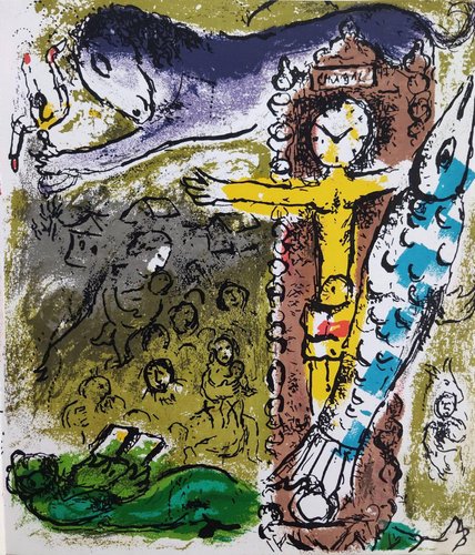 Marc Chagall, Christ in the Pendulum Clock, 1957, Lithograph for