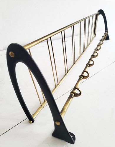 Mid-Century Modern Brass Wall Rack, 1950s for sale at Pamono