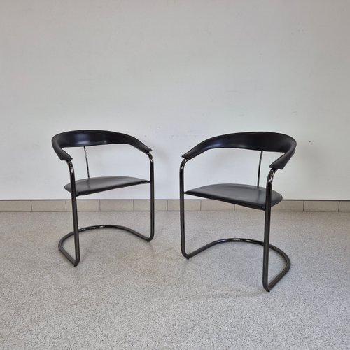 Vintage Leather Canasta Cantilever Chair from Arrben, Italy, 1970s