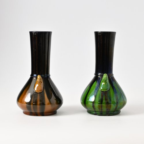 Japanese Awaji Ware Drip Glaze Vases, 1890s, Set of 2 for sale at Pamono
