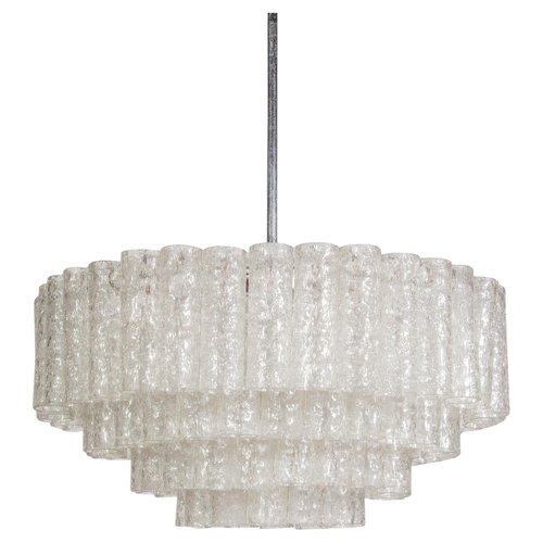Lampadario grande in vetro ghiacciato di Doria, anni '60 in vendita su ...