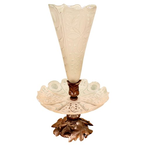 Carved Black Forest and Baccarat Crystal Epergne Vase for sale at