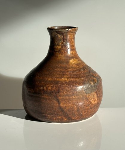 Studio Ceramic Art Vase in Japanese Pottery Technique with Complex