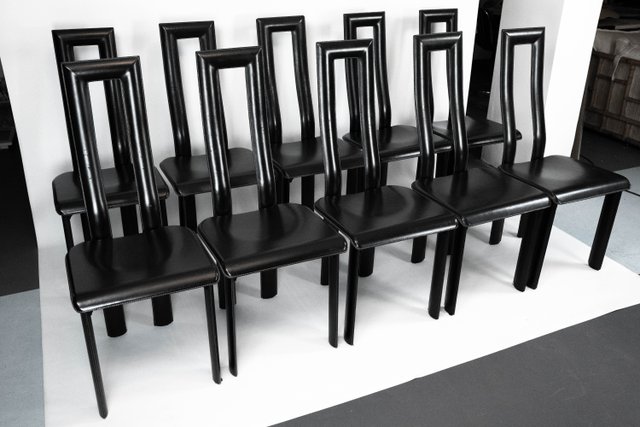 Vintage Leather Dining Chairs by Antonello Mosca for Ycami, 1980s