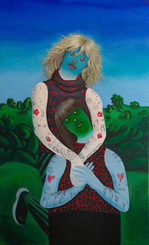Natasha Lelenco, Emoji Double Portrait, Acrylic and Spray Paint on ...
