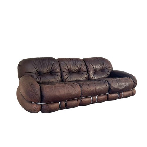 Italian Okay Sofa in Leather by Adriano Piazzesi, 1970s for sale