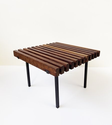 Mid-Century Slatted Teak Flower Stand or Low Side Table in the