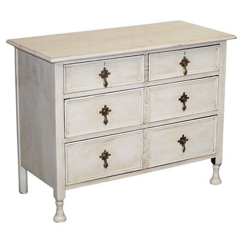 vintage ivory dresser Victorian Hand-Painted Chest of Drawers with Brass Handles for sale at Pamono Shabby chic