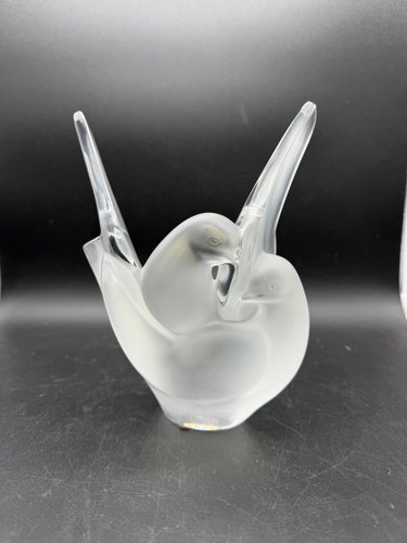 Sylvie Vase in Satin Crystal Depicting Two Doves from Lalique