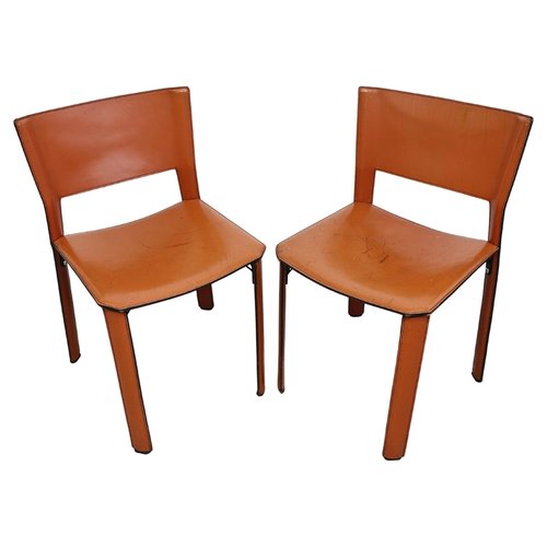 Postmodern S-91 Chairs in Leather attributed to Giancarlo Vegni