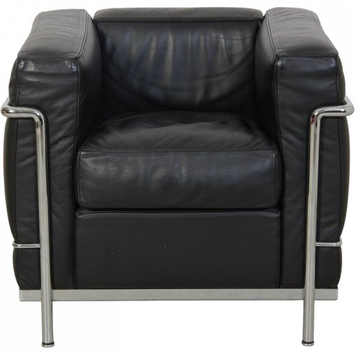 Vintage LC2 Chair in Black Leather by Le Corbusier, 2000s for sale