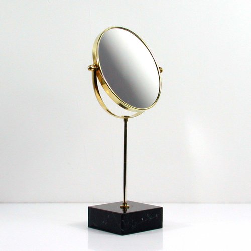 Mid Century Italian Marble And Brass, Round Table Top Mirrors