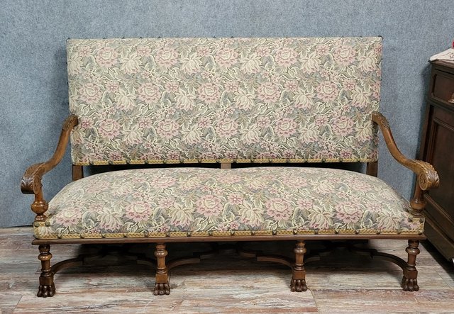 Castle Bench Louis XIII Style Walnut Castle Bench for sale at Pamono