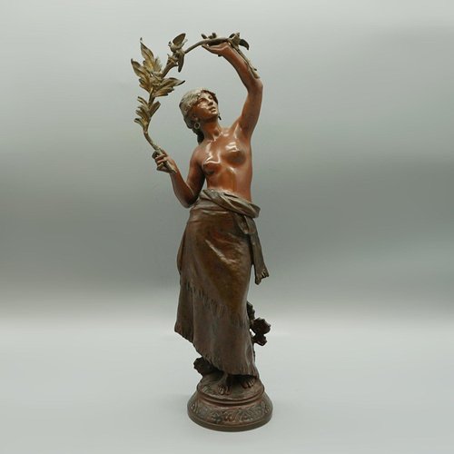 Auguste Moreau, Lady with Branch, Late 19th Century, Bronze for