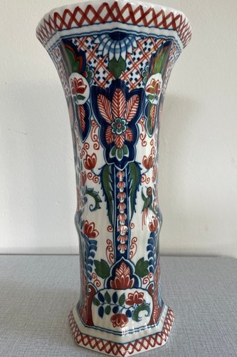 Vintage Hand-Painted Polychrome Vase from Royal Tichelaar Makkum