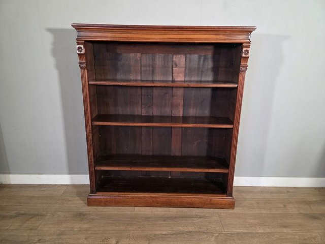 Antique Victorian Adjustable Openshelf Bookcase in Walnut, 1890s