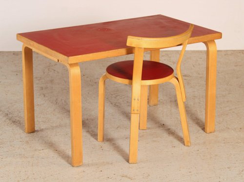Mid-Century Children's Table and Model 68 Chair by Alvar Aalto for