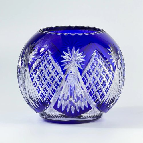 Bohemian Cobalt Blue Cut Crystal Bowl, 1920s-1930s for sale at Pamono