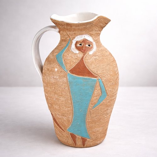 イタリア陶器　FRATELLI FANCIULLACCI　ミッドセンチュリー Italian Ceramic Figurative Jug from Fratelli Fanciullacci, 1950s