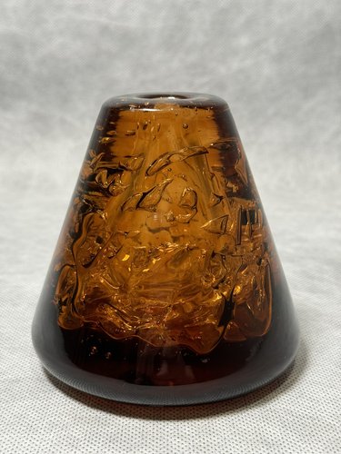 amber-whirlpool-cone-vase-by-