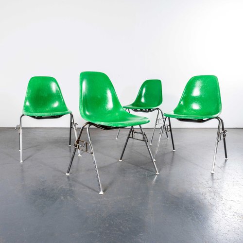 DSS Dining Chairs in Green Fibreglass by Charles and Ray Eames, 1960s ...