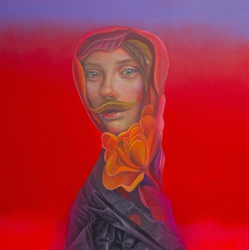 Natasha Lelenco, Anthropomorphic Floral Portrait Painting with Hybrid ...