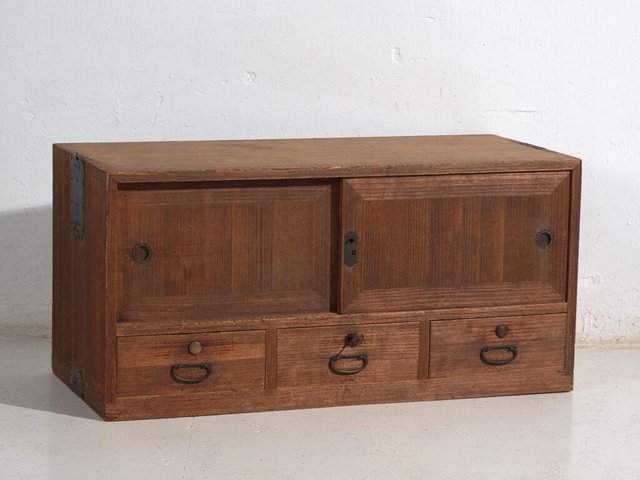 Low Antique Japanese Tansu Cabinet for sale at Pamono