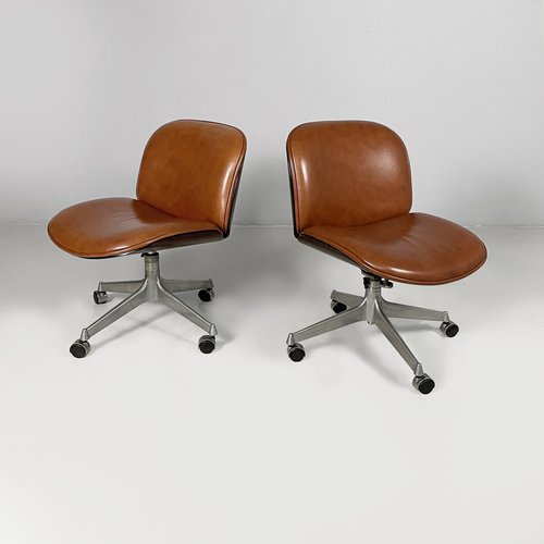 Italian Modern Office Chairs by Ico Parisi for Mim, 1970s, Set of