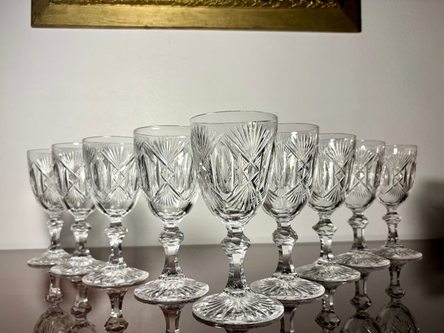 Crystal Glasses from Saint Louis, 19th Century, Set of 9 for sale