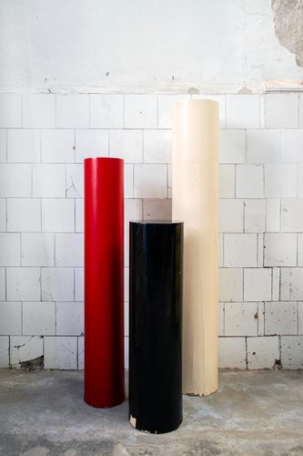 Retro Column Vintage Italian Three Wooden Columns, 1960s, Set of 3 for sale at Pamono