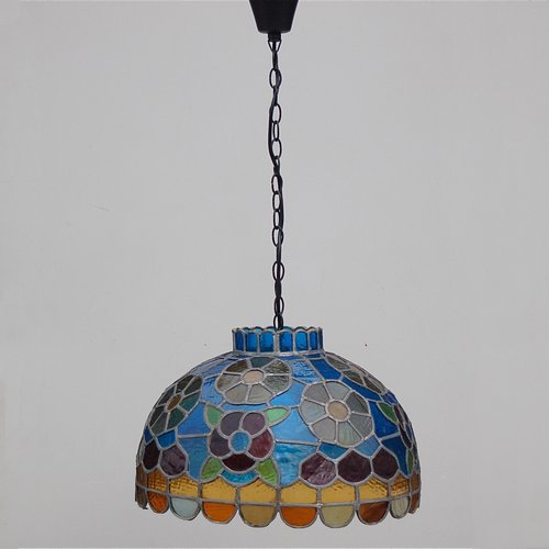 Handcrafted Stained Glass Pendant Lamp 1970s For Sale At Pamono