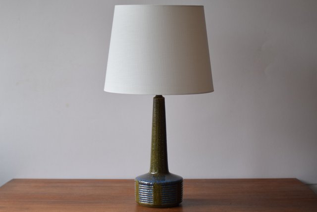 Scandinavian Table Lamp in Moss Green & Blue by Per Linnemann Schmidt for Palshus, 1960s Scandinavian Table Lamp in Moss Green & Blue by Per Linnemann Schmidt for Palshus, 1960s