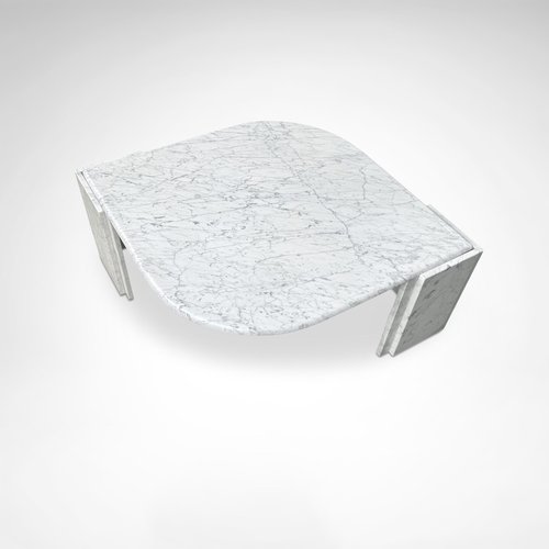 German Teardrop Coffee Table with Carrara Marble, 1980s for sale