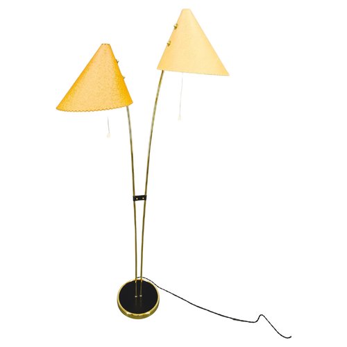 Mid-Century Japanese Style Brass Floor Lamp, 1960s for sale at Pamono
