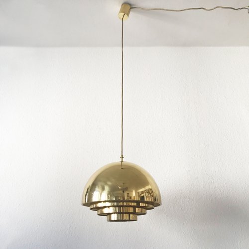 Mid Century Modern Brass Dome Pendant, Mid Century Modern Pendant Lamp Shade