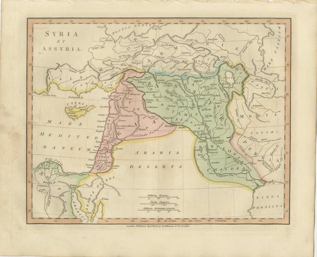 Ancient Syria and Assyria Map from Wilkinson, 1815 for sale at Pamono