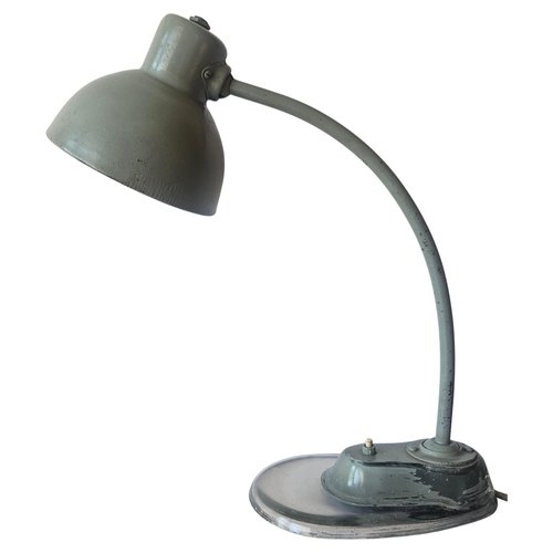 Industrial Bauhaus Desk Lamp with Glass Base by Marianne Brandt