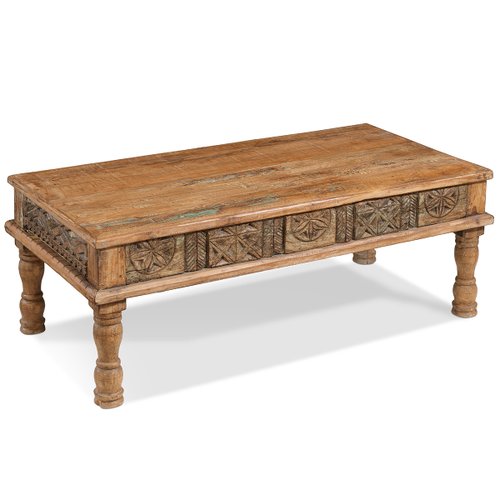 Indian Carved Takhat Coffee Table, 1940s for sale at Pamono