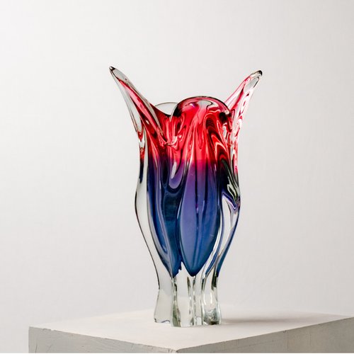 VASE VINTAGE EN verre de murano opaline blanche et orange années 70 EUR 75,00 - FR